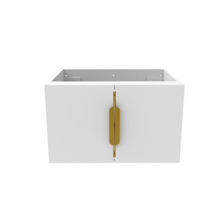 Castello Usa Alpine 24-inch White Vanity Base with Gold Handle CB-MC-24W-GLD-VBO